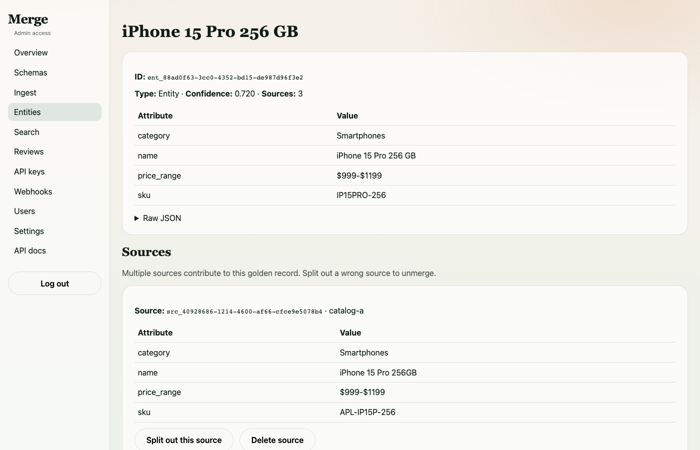 Merged iPhone entity detail