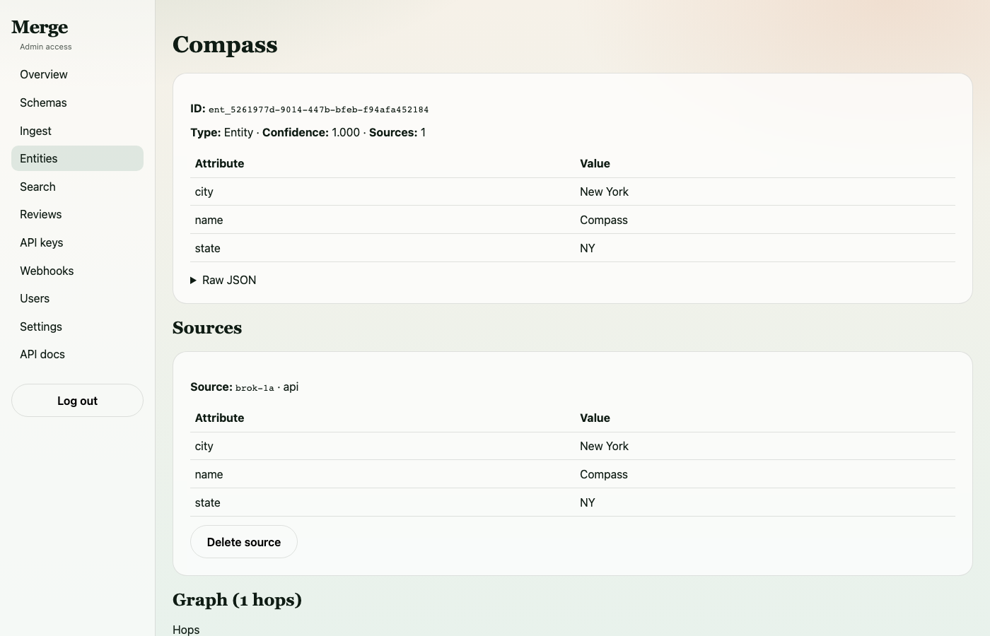 Compass entity with agent relationships